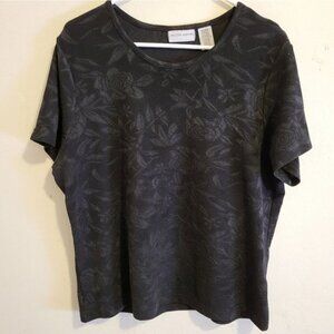 Jaclyn Smith Black Floral Print Top (Extra Large)